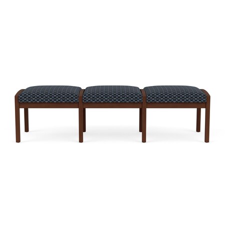 Lesro Lenox Wood 3 Seat Bench Wood Frame, Walnut, RS Night Sky Upholstery LW3001